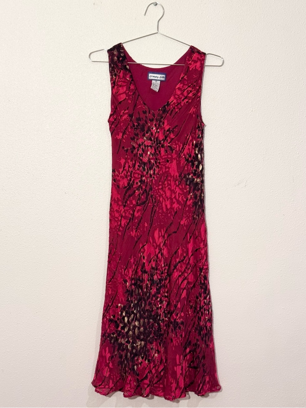 Vintage Y2K Simply Silk Burnout Velvet Slip Dress | Silk Blend Midi Dress